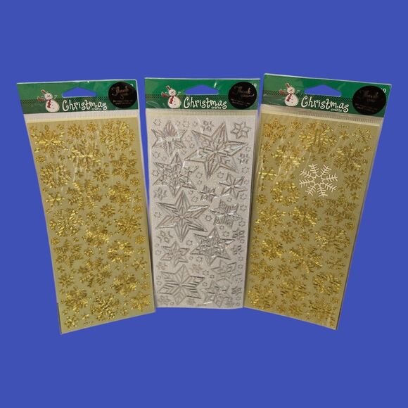 Christmas Crafts 2009 Gold Snowflakes and Silver Stars Holiday Outlines Stickers - Picture 7 of 7